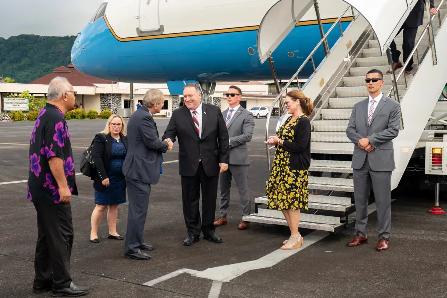 Secretary Pompeo Arrives in Kolonia (48460406516)
