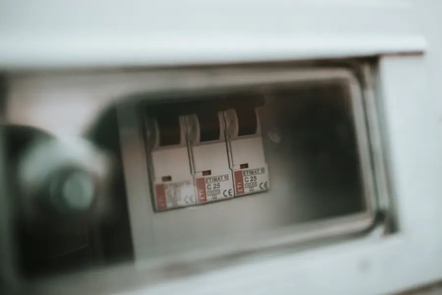 Electric circuit breaker fuse box in private home