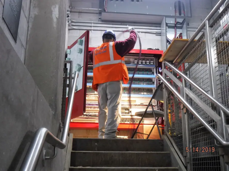 Laying out, identifying, and terminating power feed control wires in a recently energized power substation. 05-14-2019 (46954791765)