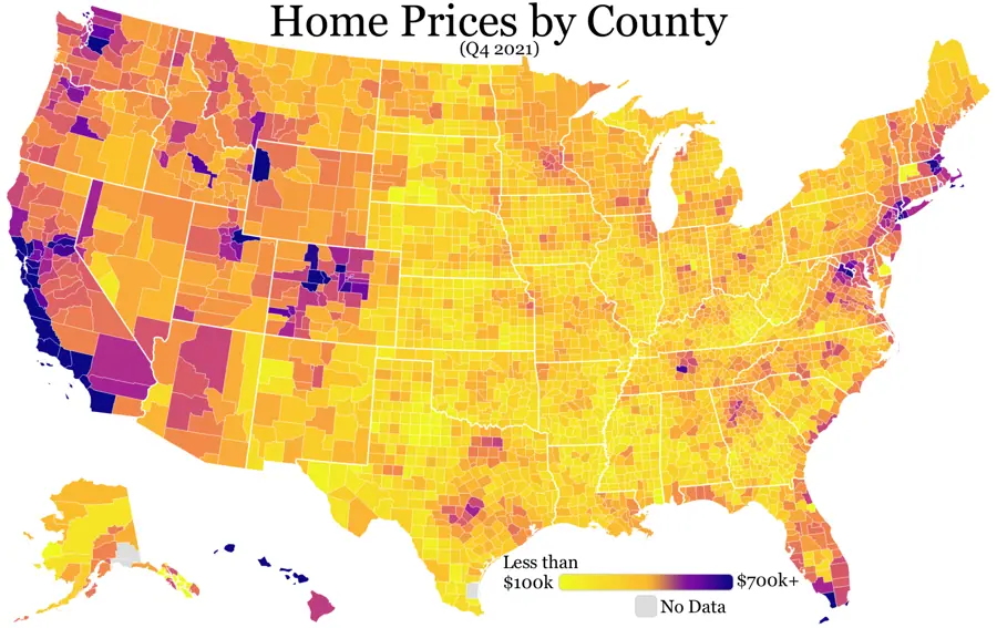 Home prices by county
