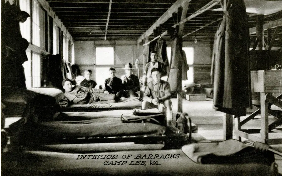 Interior of Barracks, Camp Lee, Va. (35404680832)