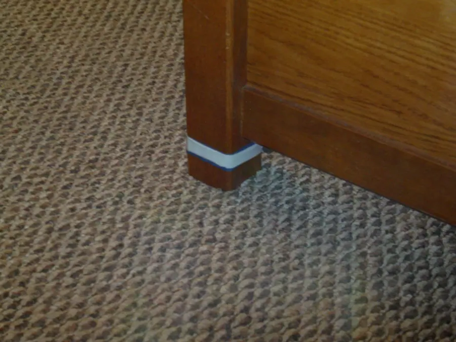 Bed bug Improvised duct tape barrier on leg of bed