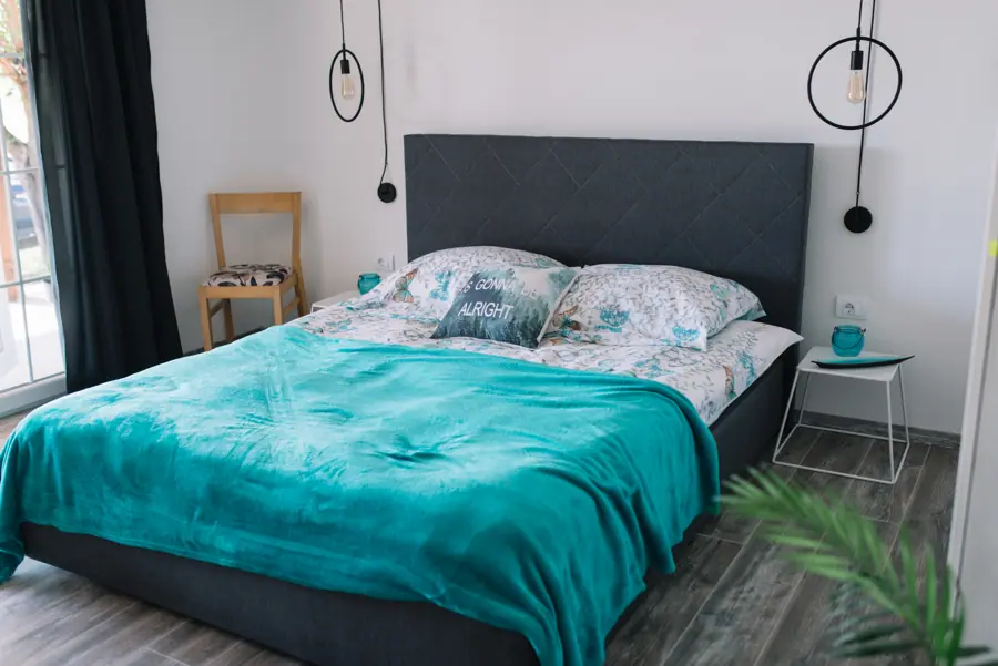 Cozy bedroom with a large bed and simple decor in a modern home