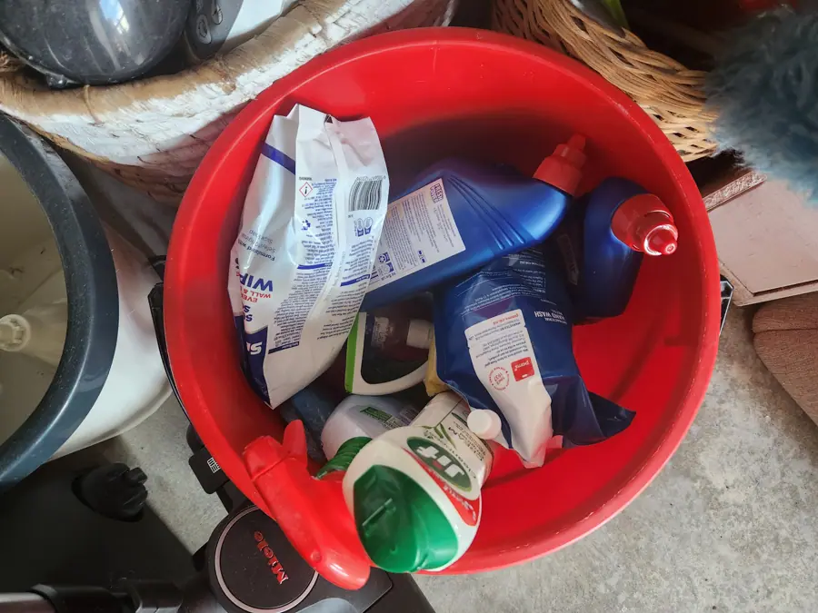 Bucket with cleaning products