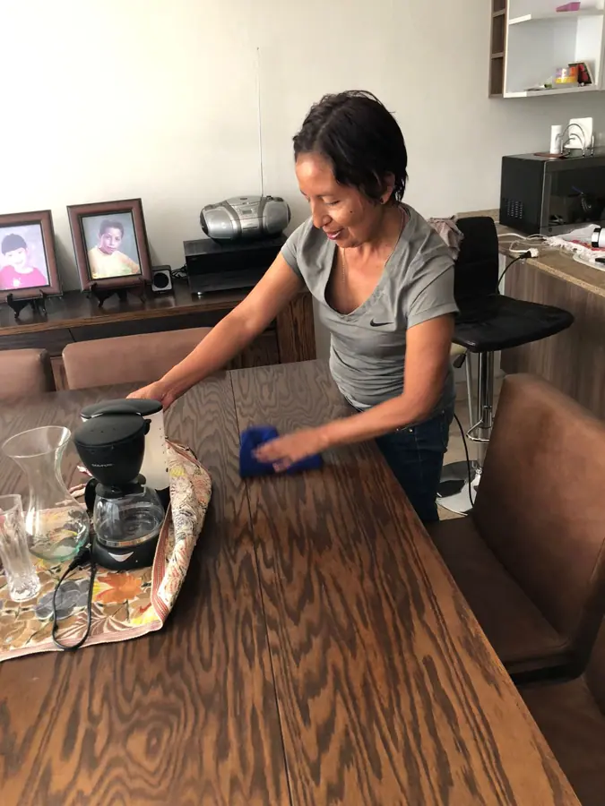 Cleaning the table